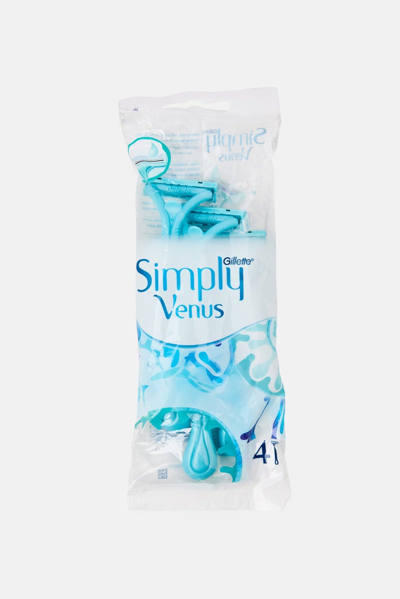 Gillette 4 Piece Simply Venus 2 Disposable Razor, Turquoises - Image 1