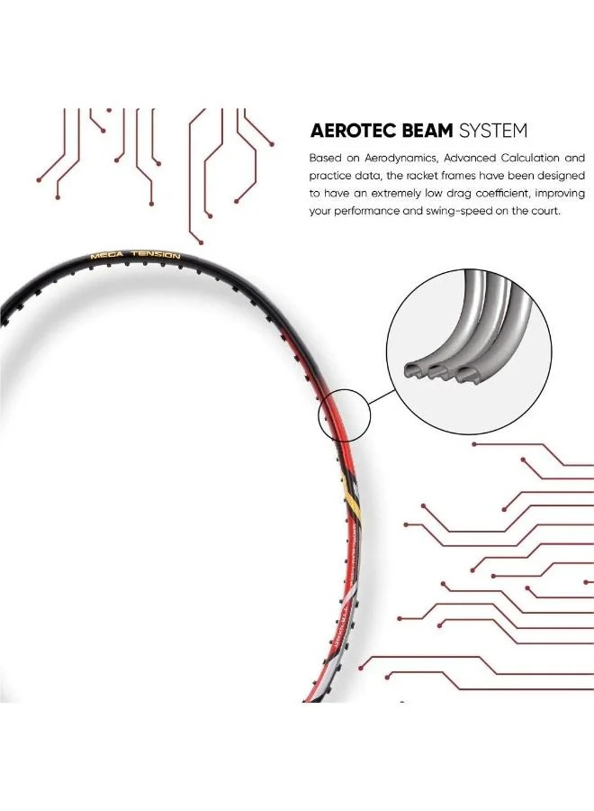 لي-نينج مضرب تنس الريشة لي-نينغ توربو  من ألياف الكربون غير مشدود مع غطاء كامل مجاني