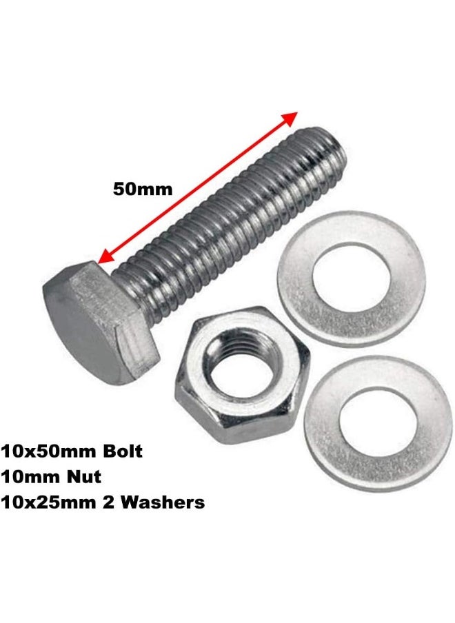 Royal Apex Royal Apex 12 pcs Hex Head Screw Bolts Nuts & Washers Fully Thread GI Plain Finish Bolt Set. (10, 50MM)  - Image 2
