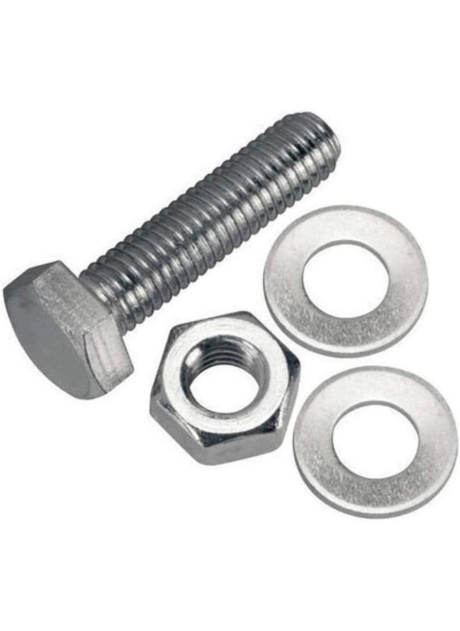 Royal Apex Royal Apex 12 pcs Hex Head Screw Bolts Nuts & Washers Fully Thread GI Plain Finish Bolt Set. (10, 50MM)  - Image 1