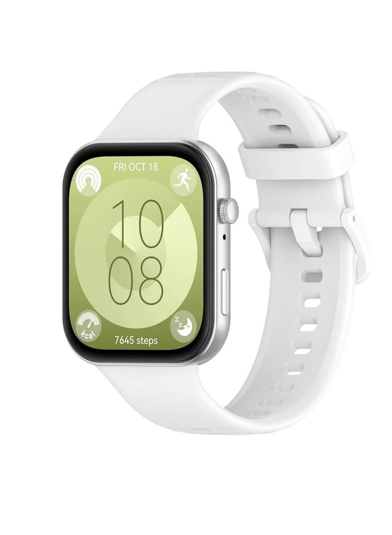 Silicone Replacement Band for Huawei Watch Fit 4 2025 Breathable Soft Silicone Sport Strap Adjustable Strap for Huawei Watch Fit 4 2025 - WHITE  - Image 1