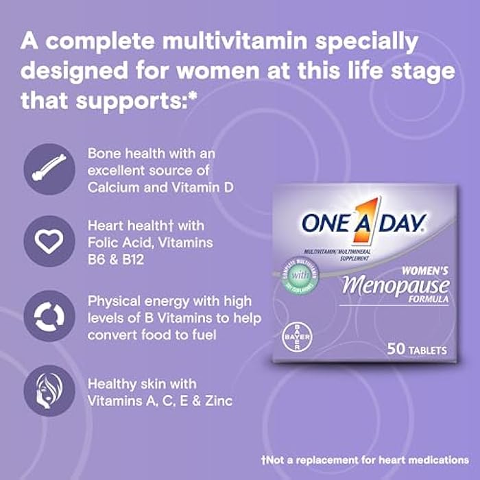 One A Day Women's Menopause Multivitamin with Vitamin A, Vitamin C, Vitamin D, Vitamin E and Zinc for Immune Health Support, Bone health, 50 Count - Image 3