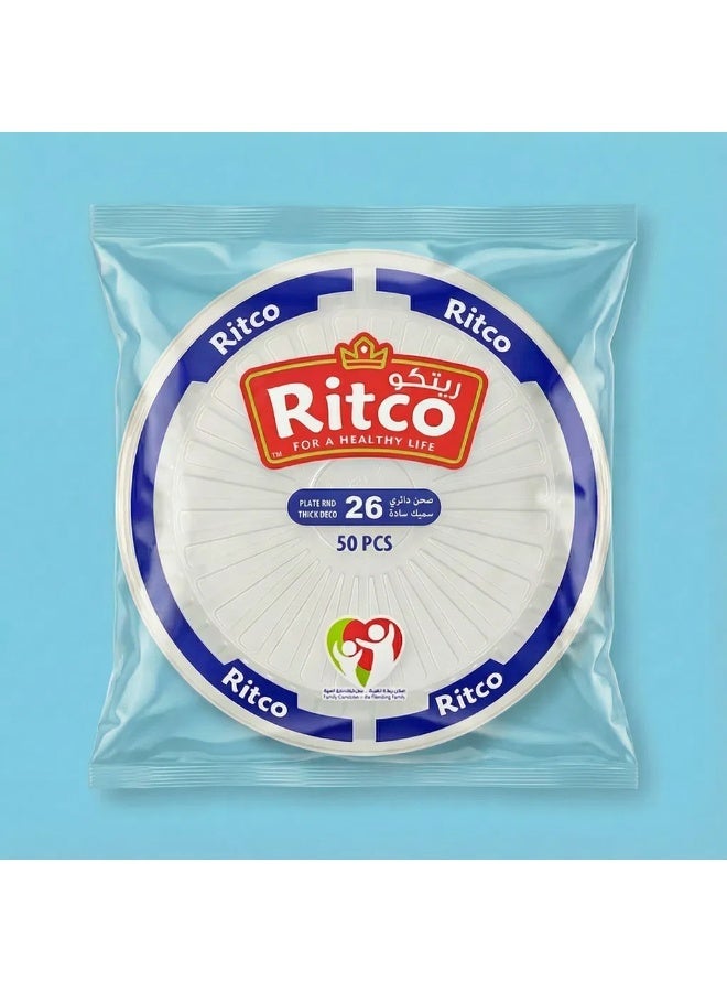 Ritco Carton Of Plain Round Plastic Plates, Size 26 (500 Plates/Carton) - Image 2