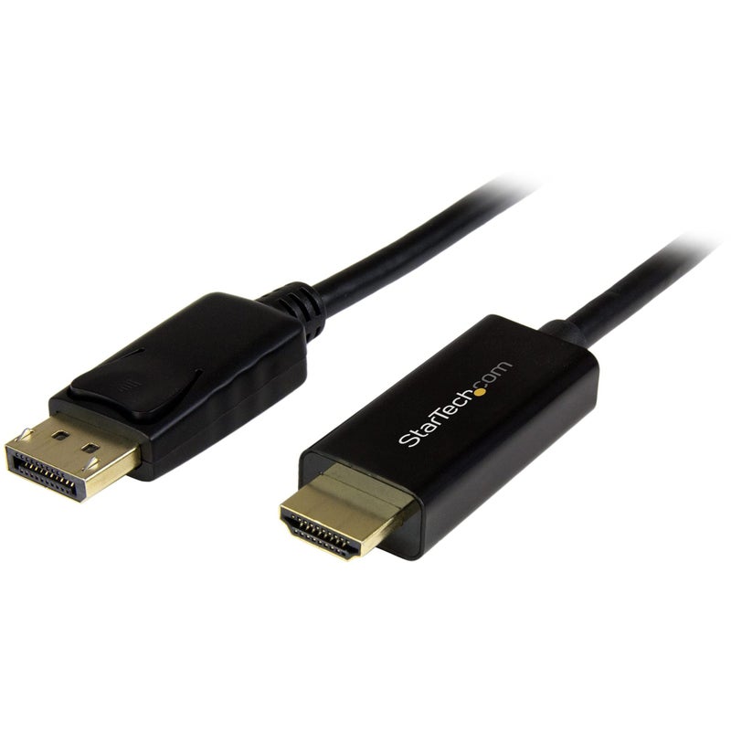 StarTech.com 6ft (2m) DisplayPort to HDMI Cable - 4K 30Hz - DisplayPort to HDMI Adapter Cable - DP 1.2 to HDMI Monitor Cable Converter - Latching DP Connector - Passive DP to HDMI Cord (DP2HDMM2MB) - Image 1