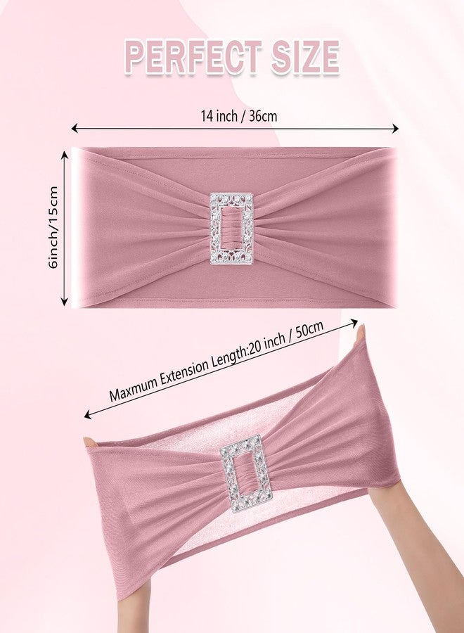 Joccun 60 PCS Spandex Chair Sashes Bows Stretch Chair Cover Band with Buckle Slider Universal Elastic Chair Ties for Wedding Banquet Party Event Decoration (Dusty Pink) - Image 2