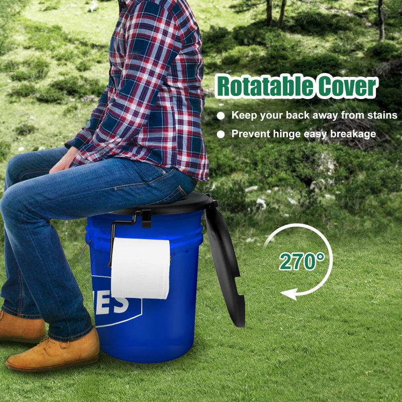PAHTTO Portable Toilet Seat for 5 Gal Buckets, Camping Toilet with Lid for Adults, Snap-on Toilet Seat for Outdoor, Camping, Hiking, Emergency, Car, Boat (Black) - Image 4