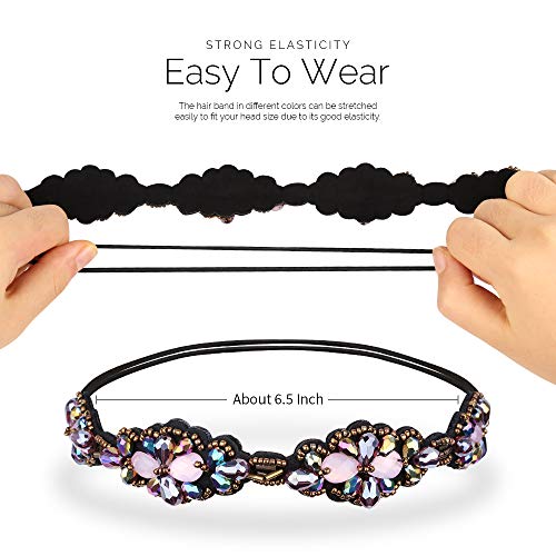 Teenitor Elastic Beaded Headbands, 5pcs Beads, Crystal Rhinestone for Women & Girls - Image 3