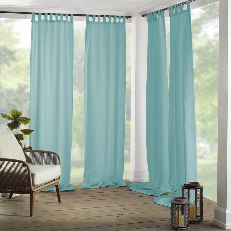Elrene Home Fashions Matine Weatherproof Tab-Top Indoor/Outdoor Solid Color Curtain Panel for Porch, Pergola, Patio, Deck, 52â€W x 108â€L, Mineral - Image 2