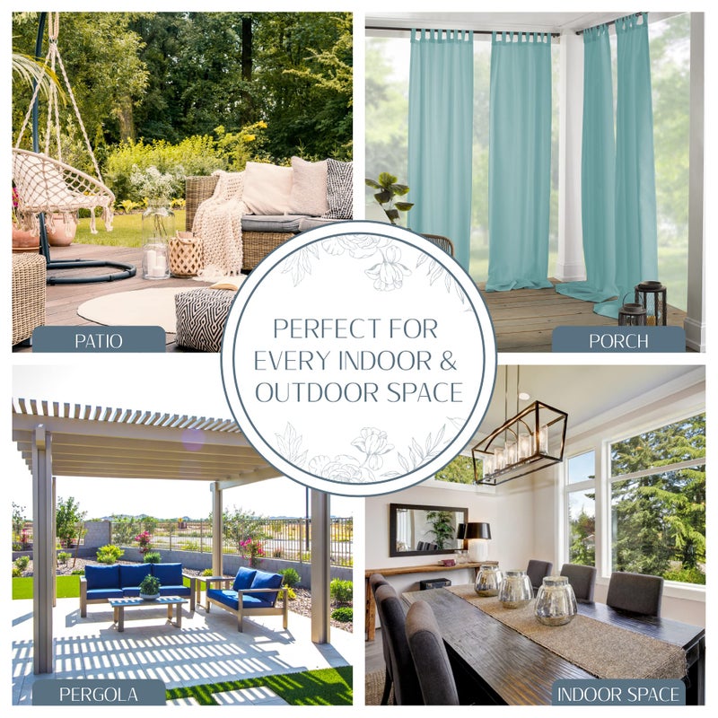 Elrene Home Fashions Matine Weatherproof Tab-Top Indoor/Outdoor Solid Color Curtain Panel for Porch, Pergola, Patio, Deck, 52â€W x 108â€L, Mineral - Image 4