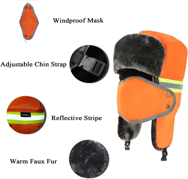 FENELY Winter Trapper Hats Ushanka Russian- Men Women Trooper Ear Flaps Hunting Face Masks Ski Snow Cold Weather - Image 2