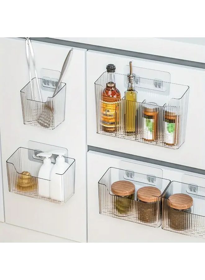 Transparent No Drill Cabinet Door Organizer Heavy Duty Plastic Hanging Storage Box With Adjustable Shelves And Compartments Drawers Like Design For Under Sink Pantry Bathroom Organization - Image 2