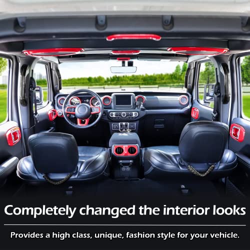 LAIKOU 21PCS Full Set Interior Decoration Trim Kit fit for Jeep Wrangler JL JLU 2018-2023 & Gladiator JT | Air Conditioning Vent Door Handle Speaker Light Headlight Switch Cover (Red) - Image 4