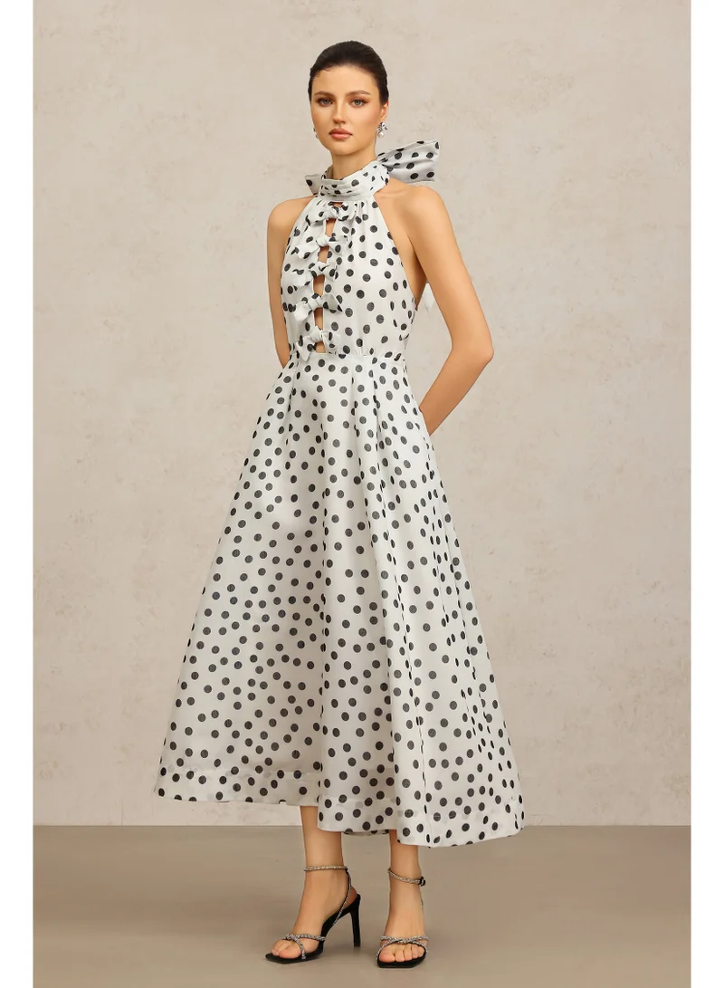 Sareka V-Neck Long Sleeves Lace Flowers Streamer Bowknot Floral Printed Mini Dress