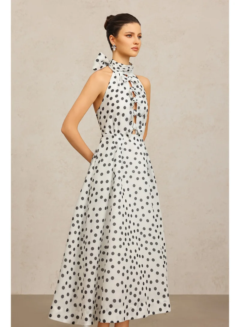 Bella Barnett  Sareka V-Neck Long Sleeves Lace Flowers Streamer Bowknot Floral Printed Mini Dress for Women | Best Price UAE