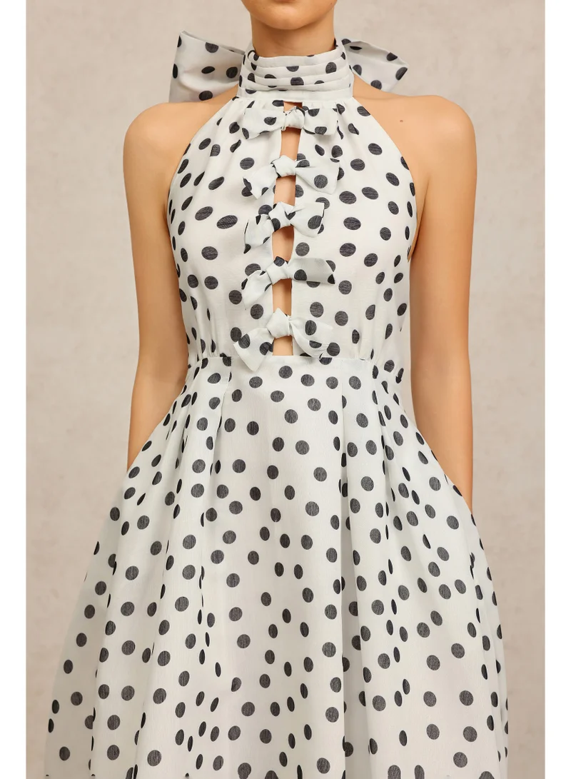 Bella Barnett  Sareka V-Neck Long Sleeves Lace Flowers Streamer Bowknot Floral Printed Mini Dress for Women | Best Price UAE