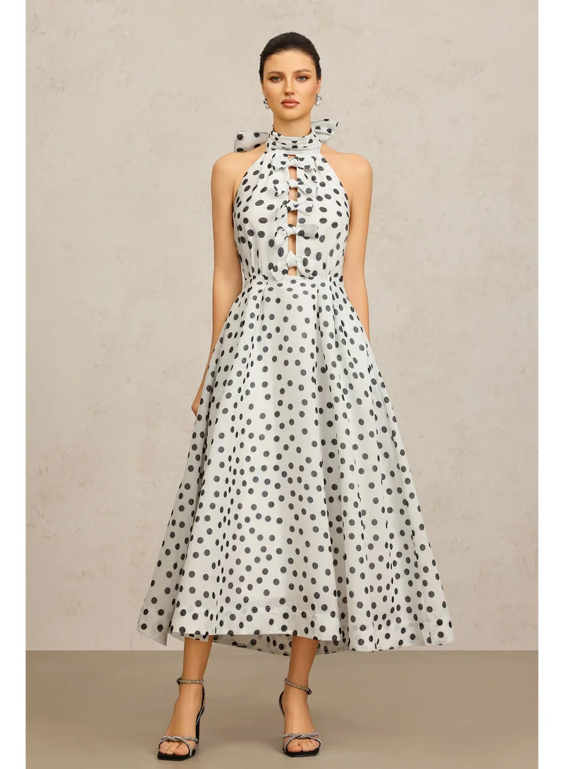 Bella Barnett  Sareka V-Neck Long Sleeves Lace Flowers Streamer Bowknot Floral Printed Mini Dress for Women | Best Price UAE