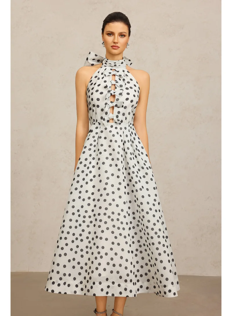 Bella Barnett  Sareka V-Neck Long Sleeves Lace Flowers Streamer Bowknot Floral Printed Mini Dress for Women | Best Price UAE