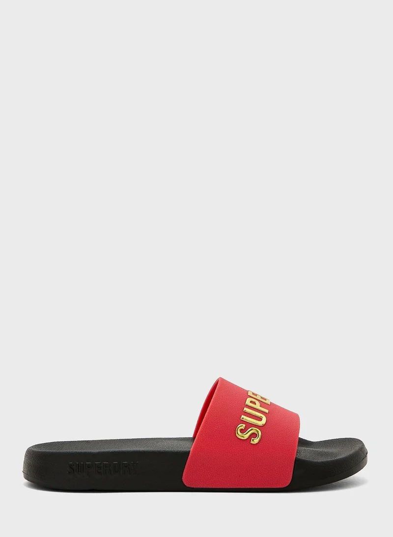 Superdry Code Logo Vegan Pool Slide Flip Flops