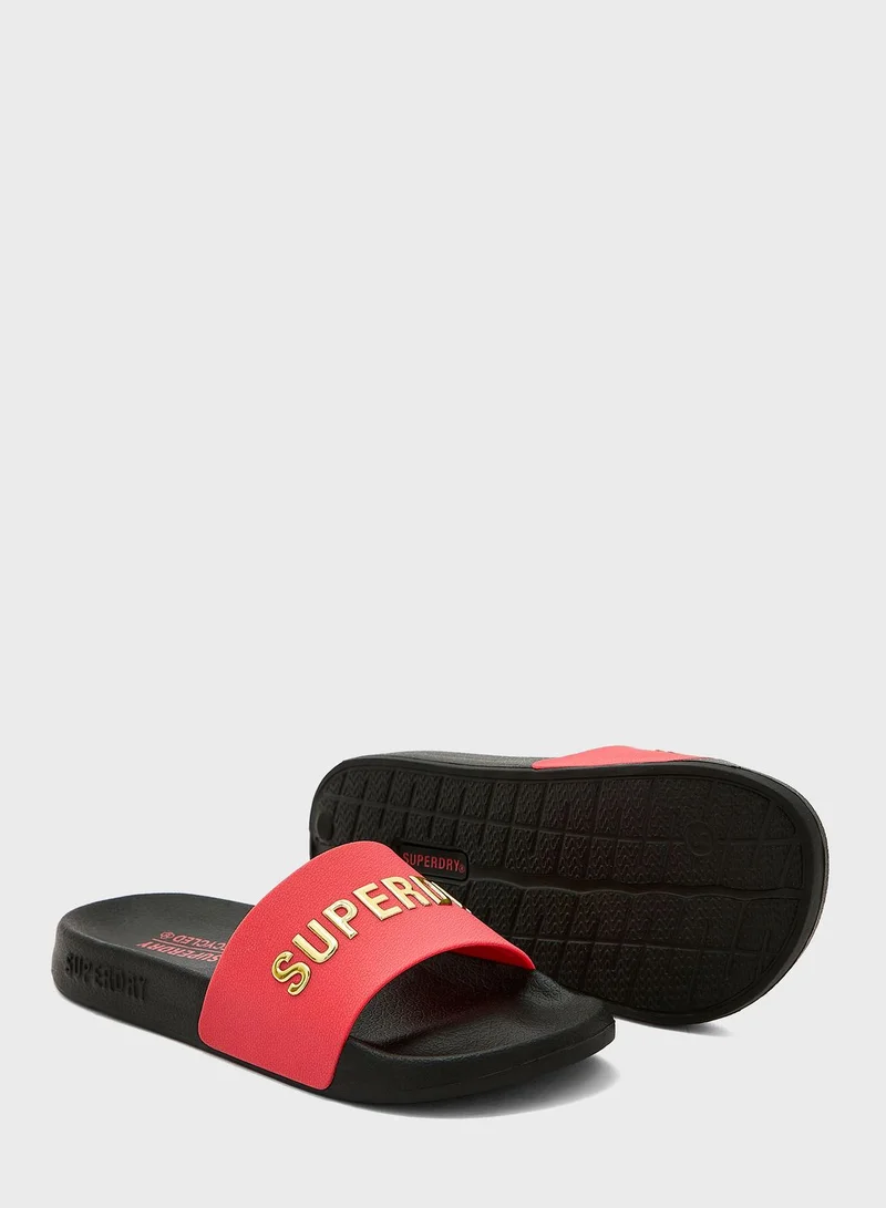 Superdry Code Logo Vegan Pool Slide Flip Flops