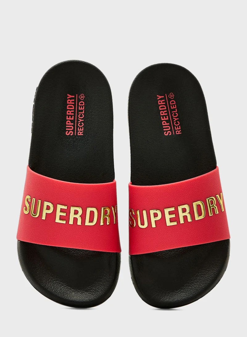 Superdry Code Logo Vegan Pool Slide Flip Flops