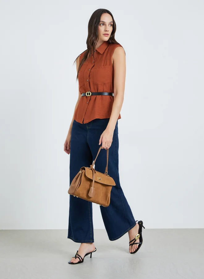 Take Two Rus Sleeveless Button-Down Shirt