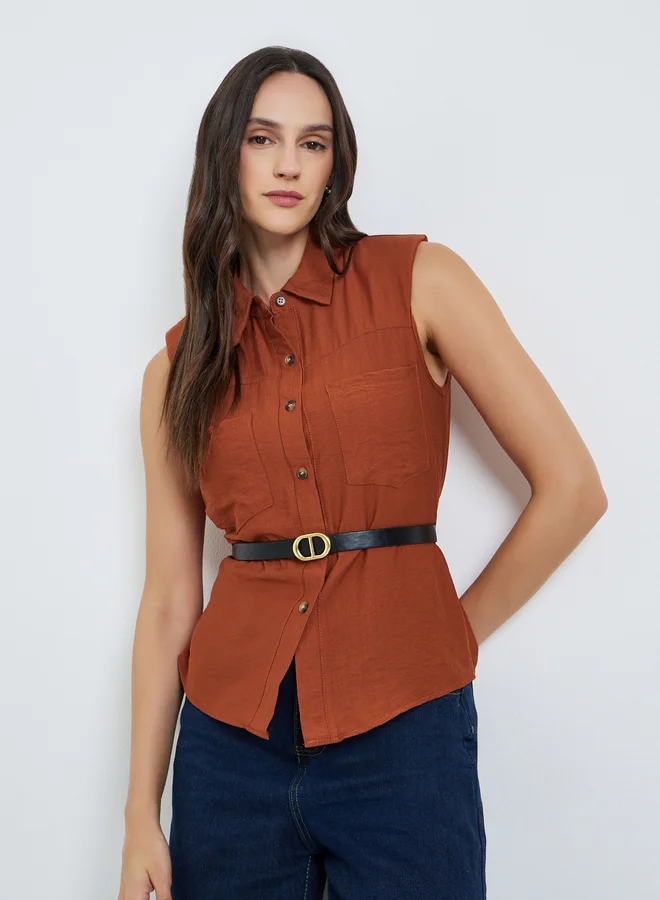 Take Two Rus Sleeveless Button-Down Shirt