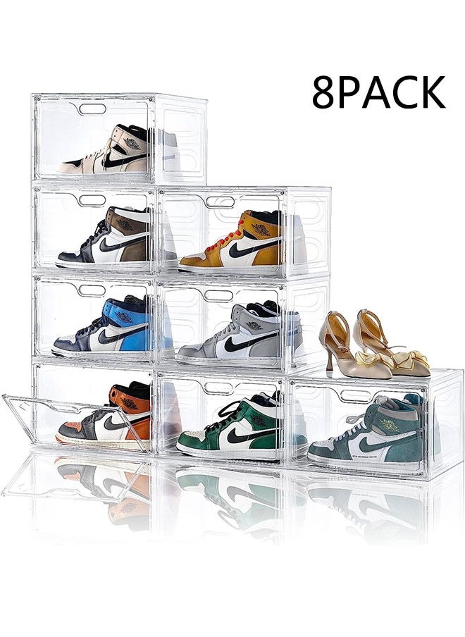 GoldenLike - Shoe Storage Box,Shoe Organizer for Closet 8 Pack Stackable Shoe Boxes Clear Plastic Shoe Containers Shoe Storage Organizer Bins with Lids - Image 1