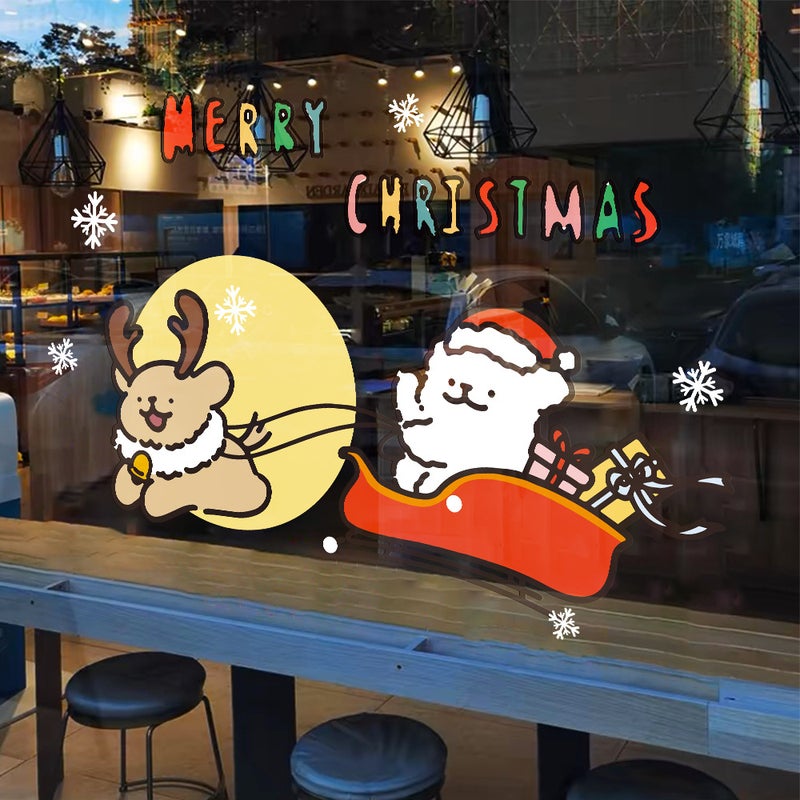 2026 Line Puppy Christmas New Year Decoration Cute Cartoon Window Decoration Static Sticker Decoration Window Door Sticker - Image 2