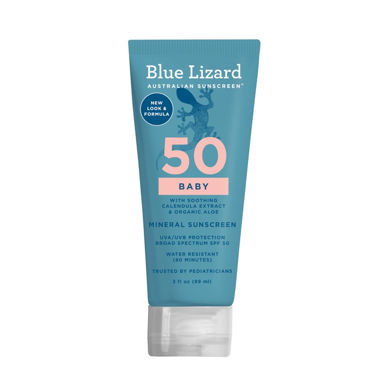 BLUE LIZARD Baby Mineral Sunscreen with Zinc Oxide, SPF 50+, Water Resistant, UVA/UVB Protection with Smart Cap Technology - Fragrance Free, 3 Ounce Tube - Image 1