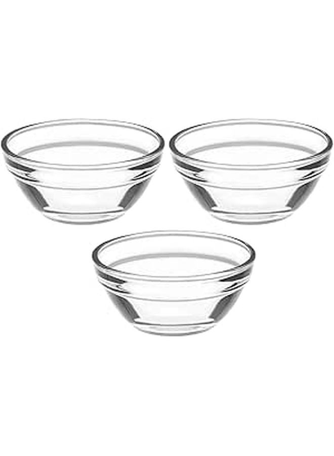 Stackable Glass Dessert Bowls Set of 3 Small Pudding Snack Prep Serving Bowls - Image 1