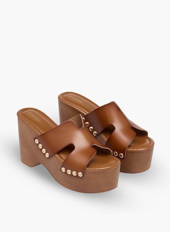 Surestep Women Metallic Platform Heel Sandals - Image 1