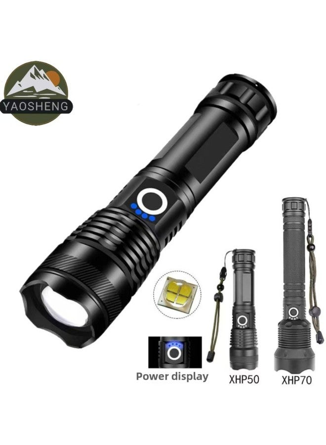 Telescopic Zoom P50 Strong Light Long-range Flashlight Aluminum Alloy USB Rechargeable Outdoor Lighting Flashlight-Color:X92 Separate P70 Flashlight  - Image 2