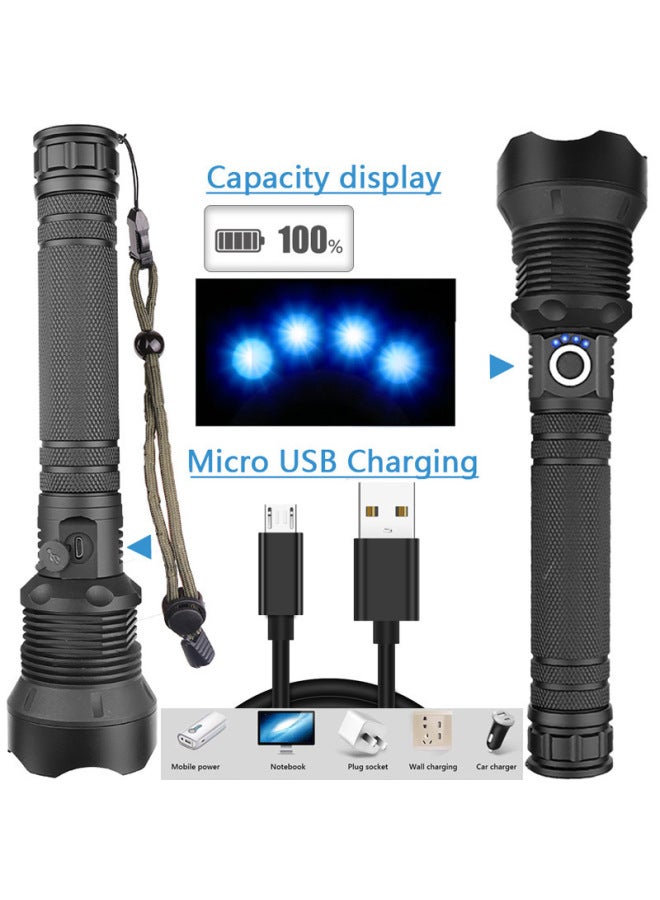 Telescopic Zoom P50 Strong Light Long-range Flashlight Aluminum Alloy USB Rechargeable Outdoor Lighting Flashlight-Color:X92 Separate P70 Flashlight  - Image 1