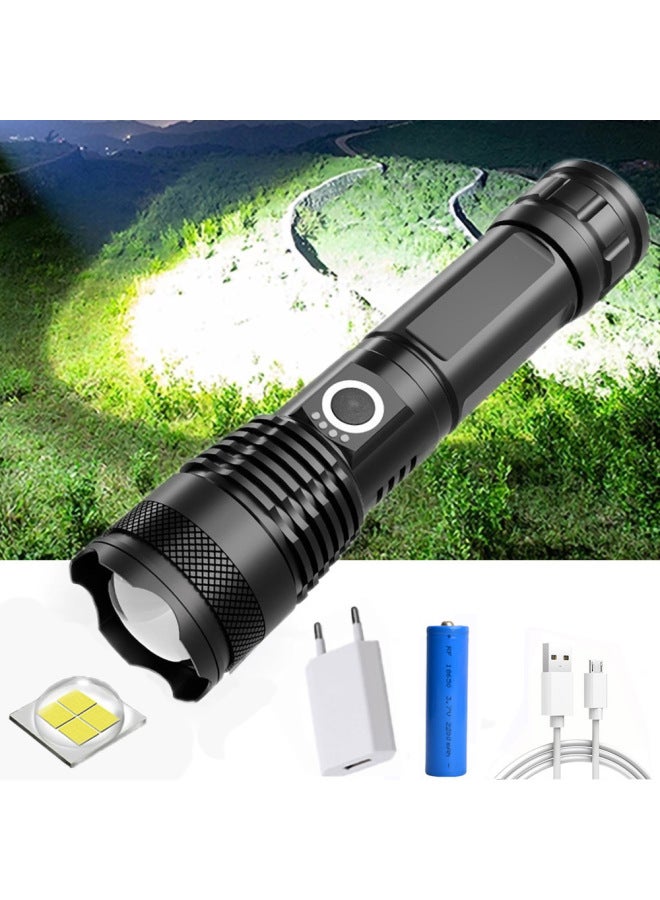 Telescopic Zoom P50 Strong Light Long-range Flashlight Aluminum Alloy USB Rechargeable Outdoor Lighting Flashlight-Color:X92 Separate P70 Flashlight  - Image 3