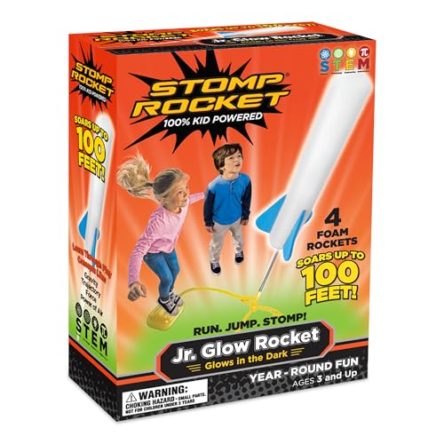 Stomp Rocket Jr Glow Rocket Launcher for Kids 4 GlowinTheDark Rockets Outdoor Fun Toy Gift for Boys Girls STEM Soft Foam Blaster Set Soars Up to 100 Feet Ages 3 Up - Image 1