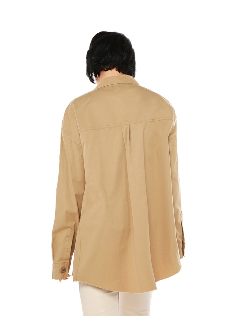 لندن راج جاكيت جينز كبير الحجم باللون الكاكي - Image 5