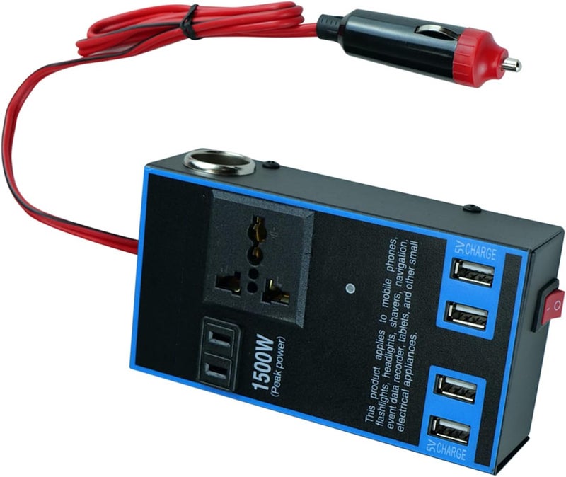 Cryfokt 1500W Car Power Inverter, 12V 24V to 110V 220V Converter, 1500W Multifunctional CarAdapter with Switch Control, for Truck Home Outlet Power Converter, Multiple Interface - Image 3