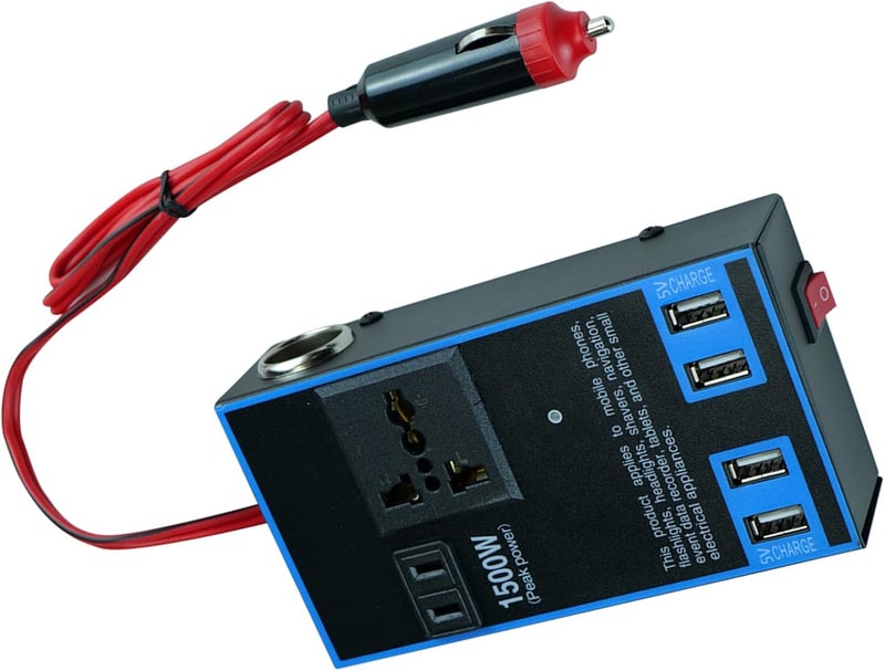 Cryfokt 1500W Car Power Inverter, 12V 24V to 110V 220V Converter, 1500W Multifunctional CarAdapter with Switch Control, for Truck Home Outlet Power Converter, Multiple Interface - Image 4