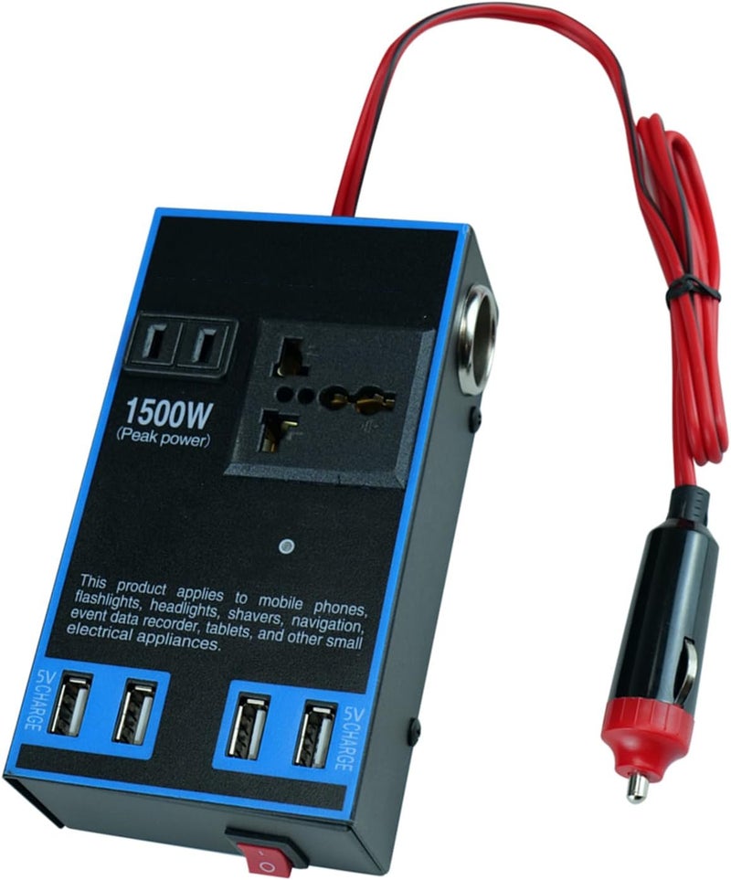 Cryfokt 1500W Car Power Inverter, 12V 24V to 110V 220V Converter, 1500W Multifunctional CarAdapter with Switch Control, for Truck Home Outlet Power Converter, Multiple Interface - Image 5