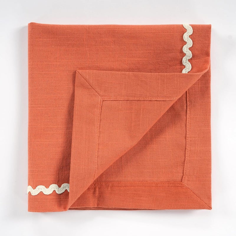 ZOMI Set of 6 Dinner Cloth Napkins High GSM 100 Cotton 18x18 Scallop RIC Rac Lace Washable Reusable Absorbent for Daily Use Weddings Xmas  Restaurants Rust - Image 4