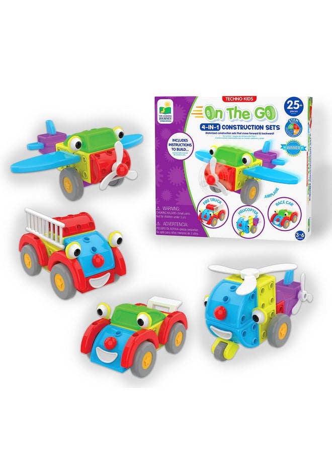 THE LEARNING JOURNEY : Techno Kids 4-In-1 On The Go - Stem Construction Set - Toy Interlocking Gear Sets For Children Ages 3 Years And Up - Award Winning Toys  - Image 1