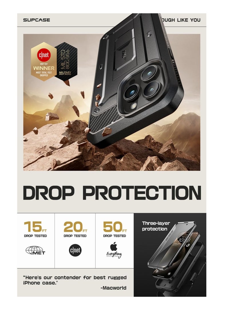 SupCase - Unicorn Beetle Pro Case for Iphone 15 Pro Max 6.7 Inch Built in Screen Protector and Kickstand and Belt Clip Heavy Duty Rugged Case Black - Image 1