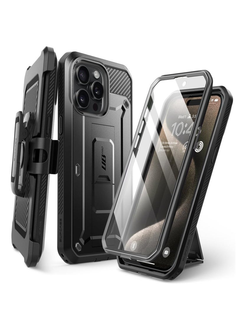 SupCase - Unicorn Beetle Pro Case for Iphone 15 Pro Max 6.7 Inch Built in Screen Protector and Kickstand and Belt Clip Heavy Duty Rugged Case Black - Image 1