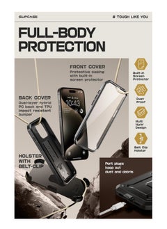 SupCase Unicorn Beetle Pro Case for Iphone 15 Pro Max 6.7 Inch Built in Screen Protector and Kickstand and Belt Clip Heavy Duty Rugged Case Black  - Image 5