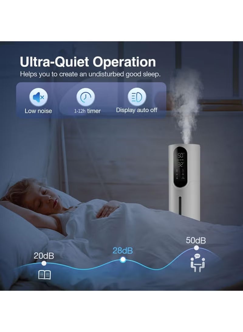 والالا مرطبات كبيرة لغرف النوم، مرطب هواء بالموجات فوق الصوتية برذاذ بارد سعة 7.5 لتر مع جهاز تحكم عن بعد، مرطب هواء برذاذ بارد بثلاث سرعات، مناسب لغرف النوم والمكاتب والنباتات والأطفال - Image 2