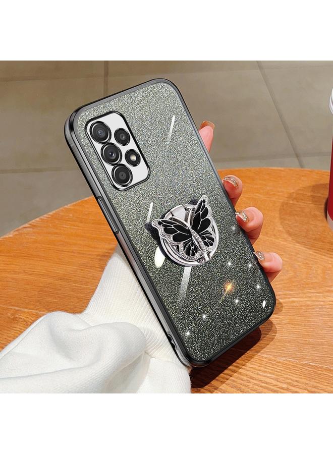 S-TOP Case For Samsung Galaxy A52 5G Plated Gradient Glitter Butterfly Holder TPU Phone Case - Image 1