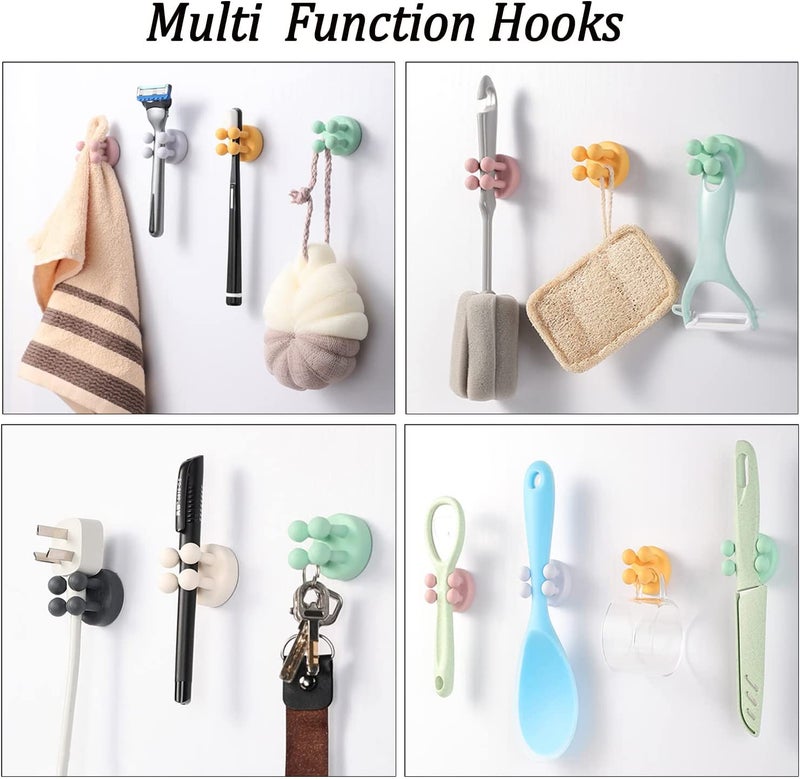 Silicone Self-Adhesive Hooks: 4-Legged Elastic Design, Reusable Waterproof Black Hooks - Multifunctional Punch-Free Mount for Bathroom, Kitchen, Dorm & Office Storage - Image 2