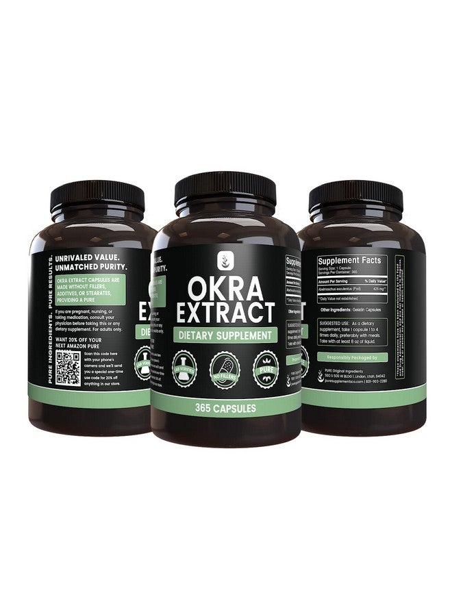 PURE ORIGINAL INGREDIENTS PURE ORIGINAL INGREDIENTS Okra Extract (365 Capsules) No Magnesium Or Rice Fillers, Always Pure, Lab Verified - Image 4