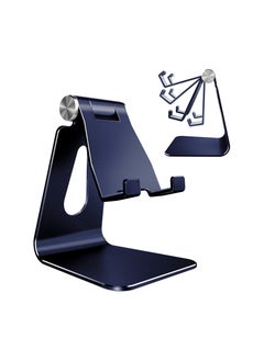 Adjustable Aluminum Cell Phone Stand, Cradle, Dock, Holder - Compatible with iPhone 12, 11, XS Max, XR, 8, 7, 6, 6s Plus, SE - Desktop Charging Stand - Blue