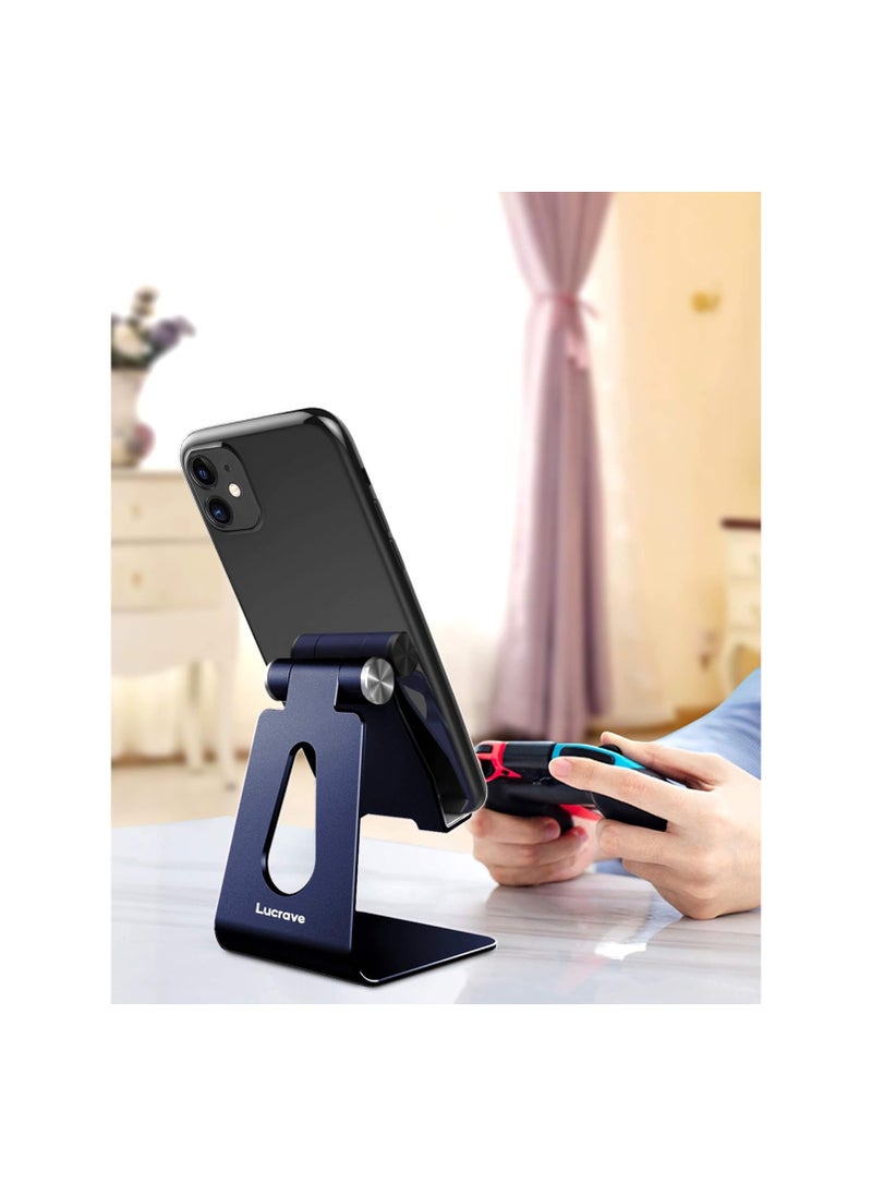 Generic - Adjustable Aluminum Cell Phone Stand, Cradle, Dock, Holder - Compatible with iPhone 12, 11, XS Max, XR, 8, 7, 6, 6s Plus, SE - Desktop Charging Stand - Blue - Image 1